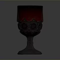 Intricate Sculpture Carving Red Cup With Transparent Base And Decorative Design