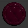 Round Plum Purple Ottoman With Tufted Upholstery Studded Trim And Wooden Legs