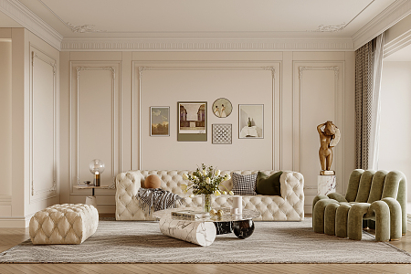 French Living Room Home Living Room 3d model