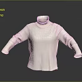 Cream Colored Turtleneck Sweater With Cable Knit Pattern And Extended Sleeves On Gray Gradient Background 3d model