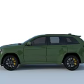 Green Jeep SUV Modern Sporty Exterior With Black Wheels And Front Grille
