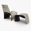 Modern Beige And Black Leather Leisure Chair With Matching Ottoman Design