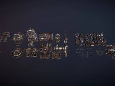 Do old hardware retro metal parts industrial parts combination 3d model