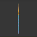 Artistic Golden Trident Sculpture With Blue Handle And Colorful Stripes