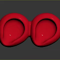 Modern Red Curved Connected Single Sofa Pair With Smooth Round Design