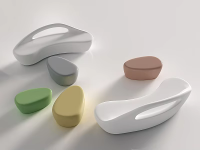 Stylish Public Chairs In Various Colors With Modern Minimalist Curved Streamlined Design 3d model