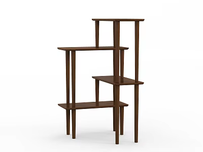Wooden Multi Tier Display Shelf With Open Shelves And Stable Structure 3d model
