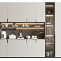 Modern Minimalist Wine Cabinet With White Cabinetry Glass Doors LED Lighting And Display Shelves
