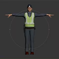 Man Wearing High Visibility Safety Vest and Cap Standing with Arms Outstretched