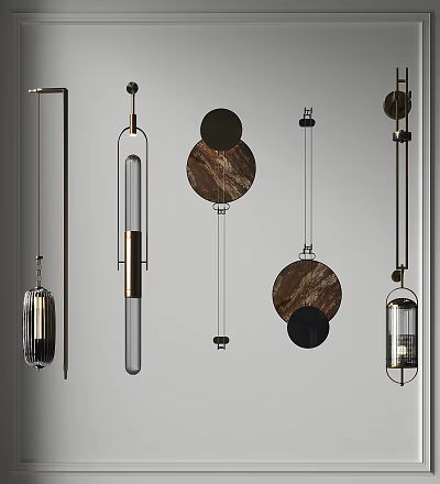 Contemporary Wall Lamps With Different Designs Metal Frames And Circular Shapes For Interior Decoration 3d model