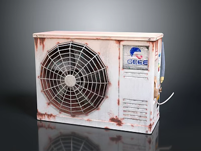 Vintage White Air Cooler Fan with Metal Grille and Rustic Rust Accents Design 3d model