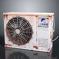 Vintage White Air Cooler Fan with Metal Grille and Rustic Rust Accents Design