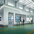 Modern Monitoring Room Interior With Large Video Wall Multiple Data Displays And Control Console