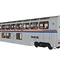 Amtrak Double Decker Train Exterior Featuring Silver Color And Stripes 3d model