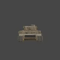 Classic Military Tank With Long Cannon Sand Color Paint And Tracks