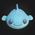 Cute Blue Cartoon Shark Plush Toy With Big Eyes Smiling Face And White Spots