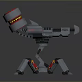 Sci Fi Game Movie Mechanical Character With Tripod Legs And Red Yellow Rings