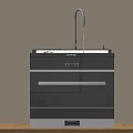 GOVOS Modern Black Kitchen Sink Cabinet With Faucet Countertop And Drawer