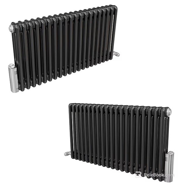 Sleek Black Metal Radiators With Modern Design For Home Interior Heating 3d model 
