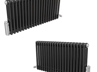 Sleek Black Metal Radiators With Modern Design For Home Interior Heating 3d model
