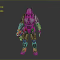 Futuristic Sci Fi Character with Detailed Biomechanical Armor and Advanced Weapons