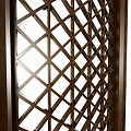 Wooden Room Divider With Geometric Lattice Pattern For Interior Space Separation 3d model