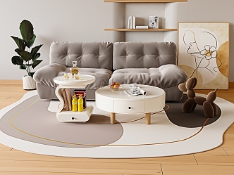 Modern double sofa letter coffee table 3d model