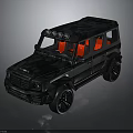 Rugged Off Road Car With Black Camouflage Exterior Red Seats And Roof Spotlights