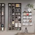 Tea tea set related display wall 3d model