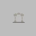 Classical Style White Entrance Gate With Arched Top Ornate Pillars And Carved Pedestals