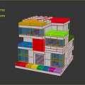 Colorful Building Blocks Stacked In Multilayer Structure With Various Shapes And Bright Hues