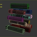 Military Weapons Stacked Cylindrical Ammunition and Shells Collection 3d model