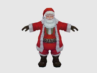 Game Movie Character Santa Claus in Red Costume with White Beard Black Gloves and Boots 3d model