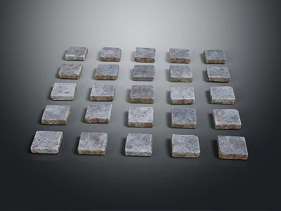 Square Stone Textured Floor Tiles Neatly Arranged On Dark Background 3d model