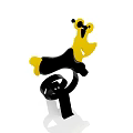 Creative Building Blocks Dog Figure With Yellow Black Design And Balanced Structure 3d model