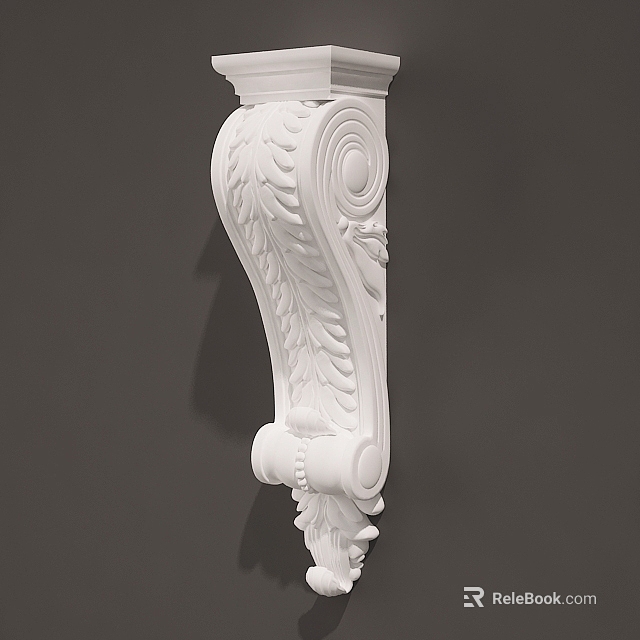 Ornate Architectural Capital Featuring Intricate Leaf Carvings And Classical Details 3d model 