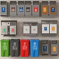 Public Facility Colorful Recycling Bins For Various Waste Sorting Categories With Labels