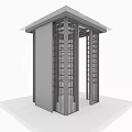 Modern Pavilion Structure With Grille Design And Gray Roof Top
