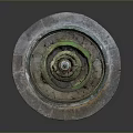 Household Decorative Multi Tiered Fountain With Cross Top Green Moss And Circular Base