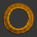 Orange Multiple Layered Spiral Stacked Tubular Object With Bamboo Texture On Dark Background And Reflection