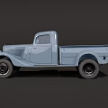 Vintage Light Blue Truck With Classic Front Grille And Single Cab Design