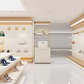 Elegant Clothing Store Interior With Display Shelves High Heels Handbags And Cash Counter