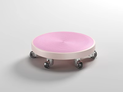 Pink Round Sports Balance Board With Textured Surface And Wheels For Training 3d model