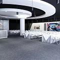 Modern HUAWEI Car Exhibition Hall Design With Reception Desk And Background Screen