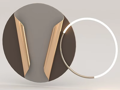 Modern Circular Wall Decor With Gray Gold Accents And Illuminated Ring Design 3d model