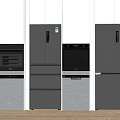 Sleek Modern Kitchen Interior Design With Multiple Refrigerators Freezers And Cabinets 3d model