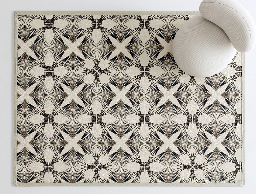 Square Rug With Geometric Pattern In Neutral Tones 3d model 