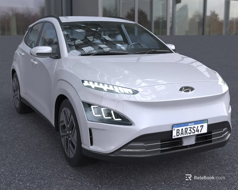 White Hyundai Car With Sleek Modern Exterior Design 3d model 
