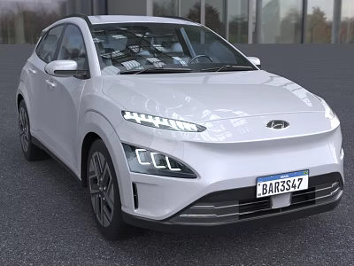 White Hyundai Car With Sleek Modern Exterior Design 3d model