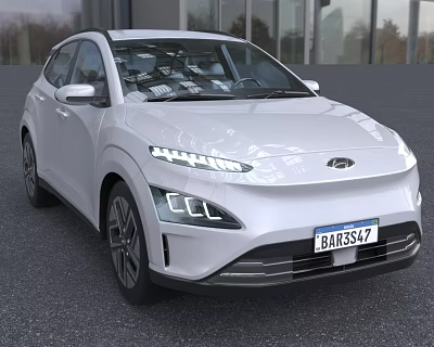 White Hyundai Car With Sleek Modern Exterior Design 3d model